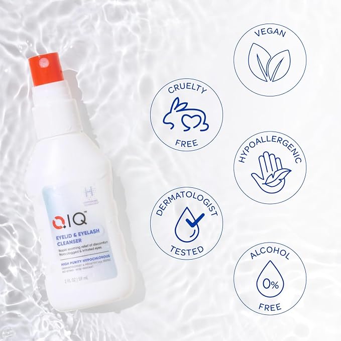 Eyelash and Eyelid Cleanser – High Purity Hypochlorous Eye Wash Solution, Lid and Lash Cleanser that Quickly Calms and Soothes Irritated, Clogged Skin (2oz)