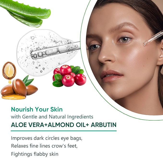 Aloe Vera Eye Serum Dark Circles Under Eye Treatment for Women to Reduce Appearance of Puffy Eyes Eye Bags Fine Lines and Wrinkles for All Skin Types, Beauty Skin Care Gift