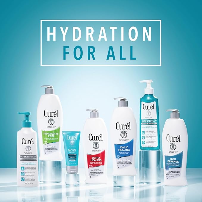 Curel Ultra Healing Intensive Fragrance-Free Lotion For Extra-Dry Skin, Ideal for Sensitive Skin, Cruelty Free, Paraben Free, Dermatologist Recommended, 6 Oz, Pack of 3