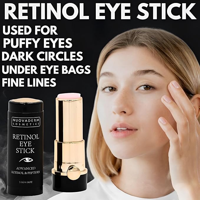 Advanced Retinol Eye Stick Balm - Hydrating Under Eye Stick Brightening Eye Cream with Peptides for Fine Lines, Wrinkles, Dark Circles & Puffiness - Unscented Anti Aging Eye Cream for Women & Men