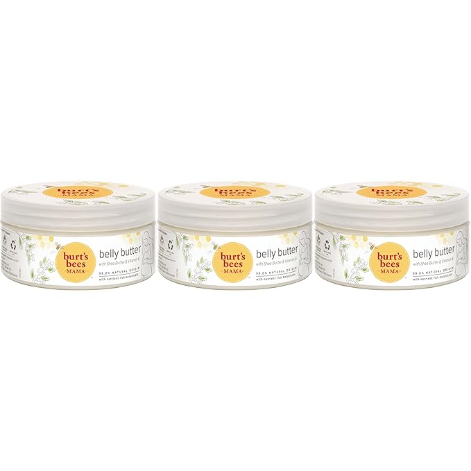 Burt's Bees Mama Belly Butter Stretch Mark Cream for Pregnancy Massages Body & Reduces Scar Appearance, Prenatal & Postnatal Tummy Skin Care, Shea Butter & Vitamin E Rich Formula, 6.5 Oz (Pack of 3)