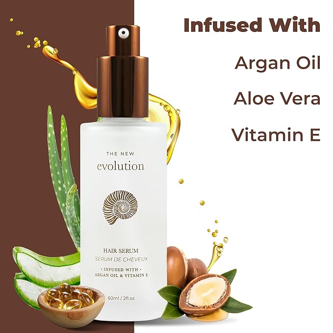 HerStyler Hair Serum - Argan Oil, Vitamin E, and Aloe Vera for Repair, Anti-Frizz for All Hair Textures, Nourishing for Enhanced Shine, Non-Greasy, Suitable for Color Treated Hair