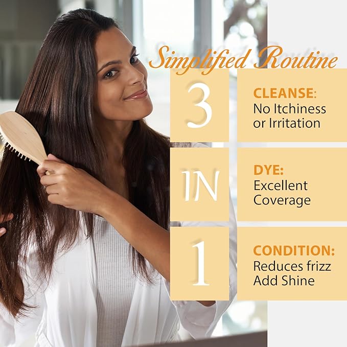 Hair Dye Shampoo 3-in-1: Instant Hair Color Shampoo for Gray Hair - Ideal for Women & Men, Long-Lasting Dye Shampoo for Color Treated Hair, Champu Para Canas, Easy to Use, 500 Ml (Chestnut Brown)