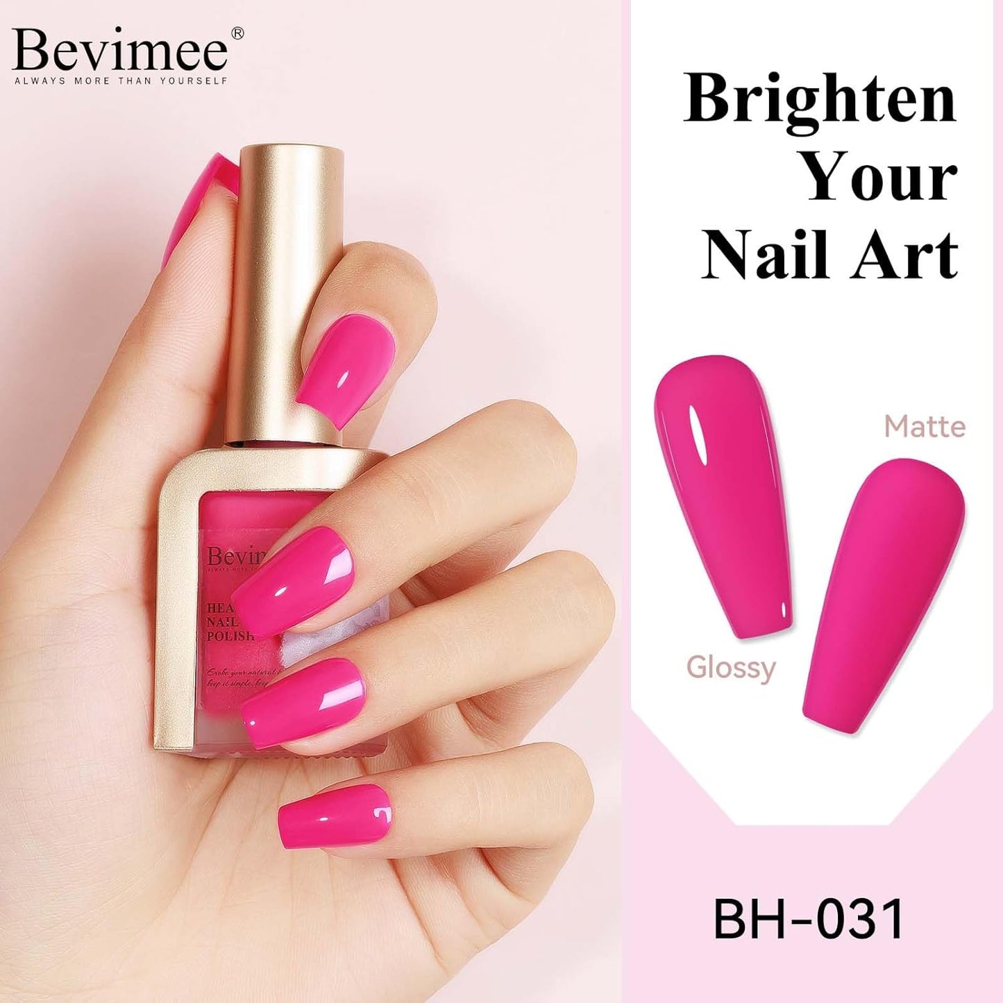 Nail Polish Hot Pink, Air Quick Dry, Nail Lacquer Fuschia Pink Long Lasting & Fast Drying, Color Nail Pigment Oil-based High Coverage for Nail Art Finger Nail Concealer Polish, 1PC 12ML