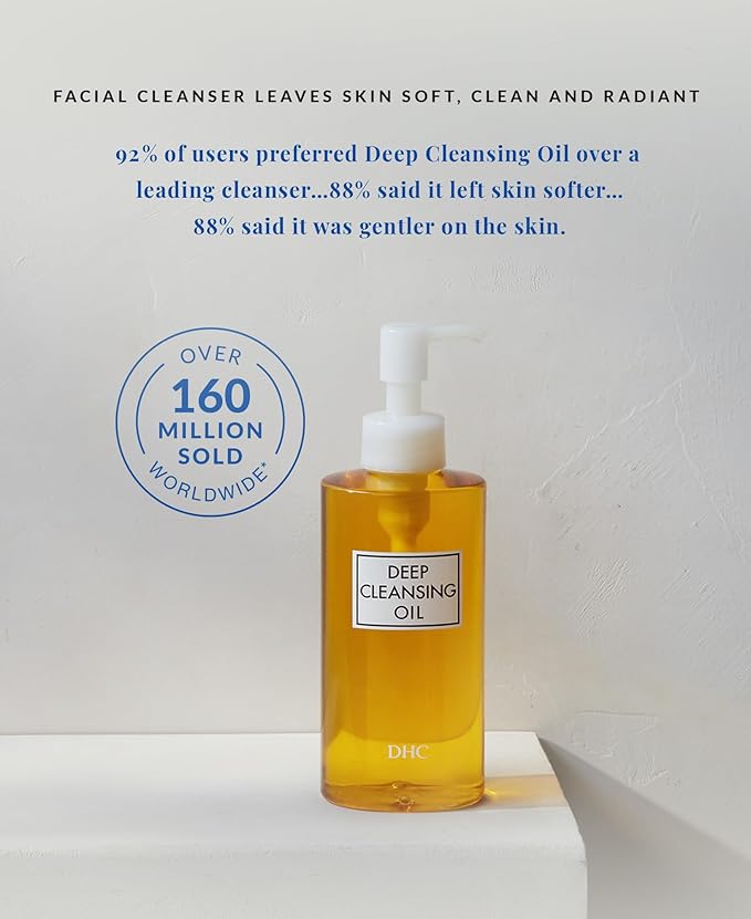 DHC Deep Cleansing Oil, Facial Cleansing Oil, Makeup Remover, Cleanses without Clogging Pores, Residue-Free, Fragrance and Colorant Free, All Skin Types, 6.7 fl. oz.