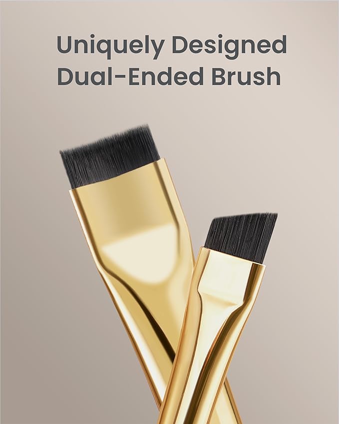 Desert Oak Series Precision Thin Eyeliner Brush - Dual-Ended Angled & Concave Tips for Winged Lines/Tightlining, Gel & Liquid Liner Compatible, Ebana Handle (CM 161)