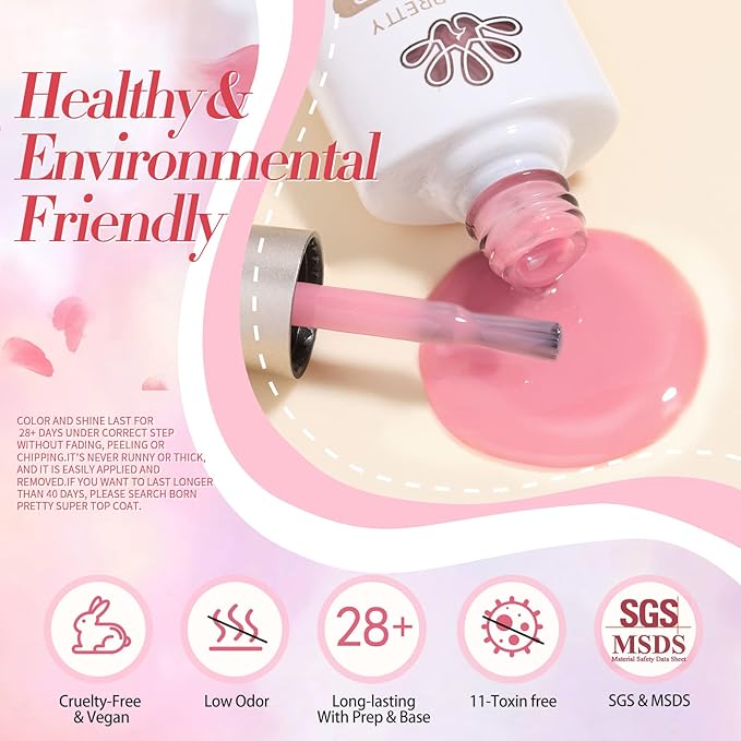 Born Pretty Jelly Nude Pink Gel Nail Polish Sheer Transparent Gel Polish 6Colors Soak Off U v Light Cure Gel Polish Kit for Salon and Nail Art DIY at Home