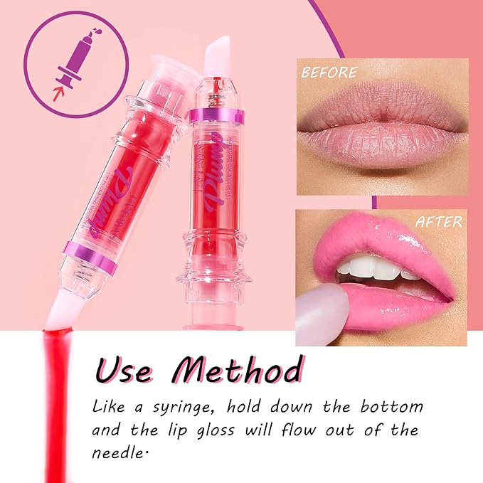 Lip Plumper Gloss 3 Colors Set,Natural Lip Plumping Oil and Lip Care Serum Enhancer for Fuller Booster Balm Moisturizing Hydrating&Reduce Fine Lines Nourishing Non-sticky Lips Mask Makeup