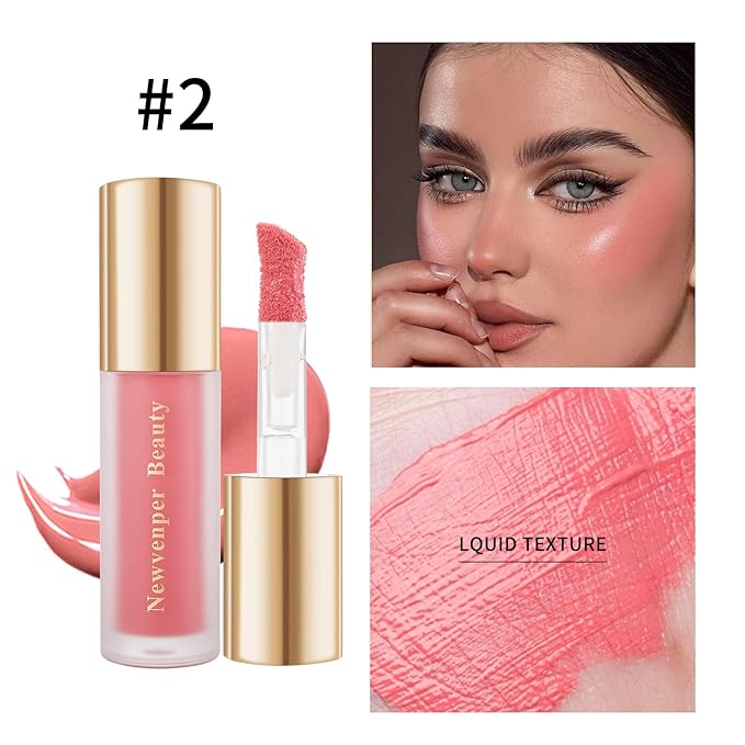 Face Blush+ Face Highlighter+ Face Contour with Brush Liquid Blush, Liquid Highlighter, Liquid Contour Long Lasting & Smooth Creamy Formula Lightweight Blush, Illuminator, Contour