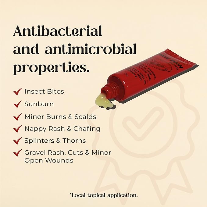 Paw Paw Ointment 25g - Pack of 6 Multi-Purpose Balm, for Lips, Skin, Hair, Cuticles, Nails and Beauty Finish. Made in Australia. Papaw enriched with vitamin E.