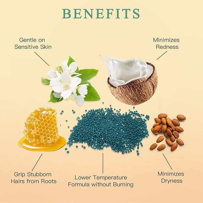 Hard Wax Beads for Hair Removal – 6 Packs, 21oz Total – Smooth & Long-Lasting Hair Removal for All Skin Types