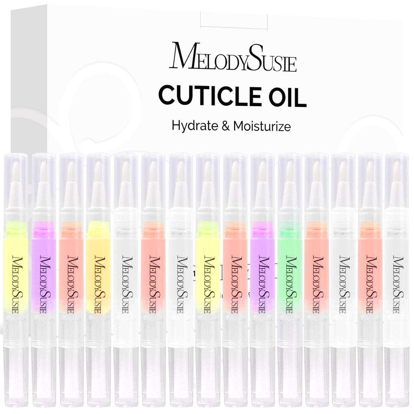 MelodySusie 15Pcs Cuticle Oil Pen Set,Nail Moisturizing Cuticle Oil Enriched with Vitamin E,Softens and Repairs cuticles,Nail Strengthener,Protects Damaged Skin,Thin Nails