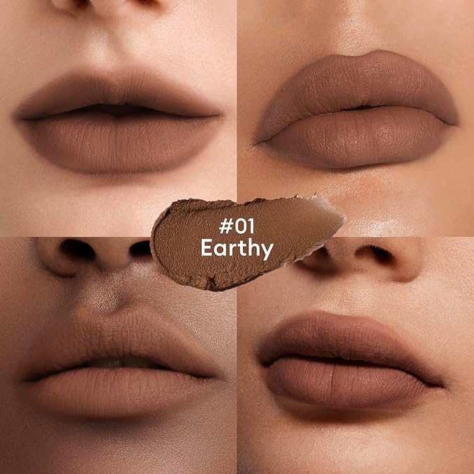 ITY Velvet Matte Finish Lip Stain-Mousse Textured Lip Clay, Red Shade, Conceals Lip Lines, Rich Pigment Lip Tint Lipsticks, 0.14 oz (4g) in Earthy, Ginger.