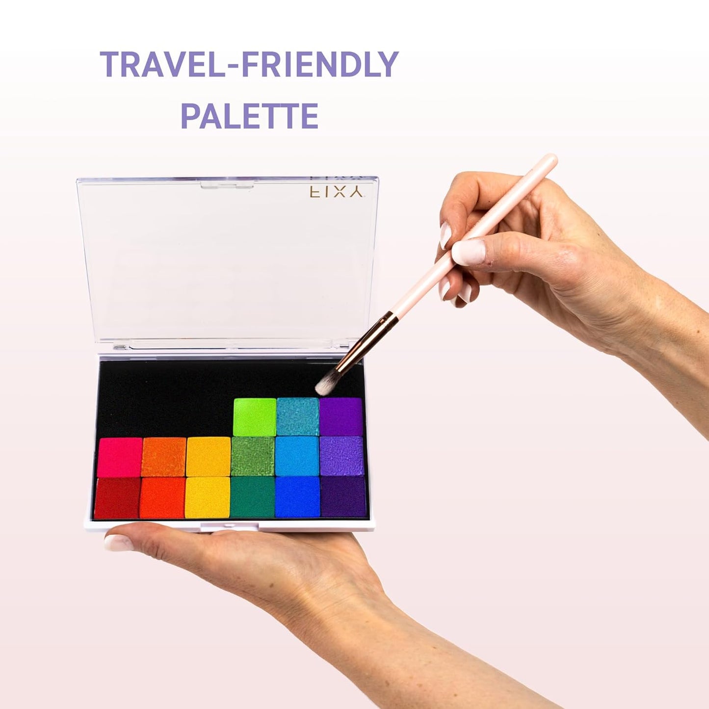 FIXY Empty Magnetic Makeup Palette Set of 3 (5.7x4.3inch) and 20 Magnetic Metal Pans of 21mm - Travel Friendly for Depotting, Organizing Eyeshadow, Blush, Foundation, Face Powder and more