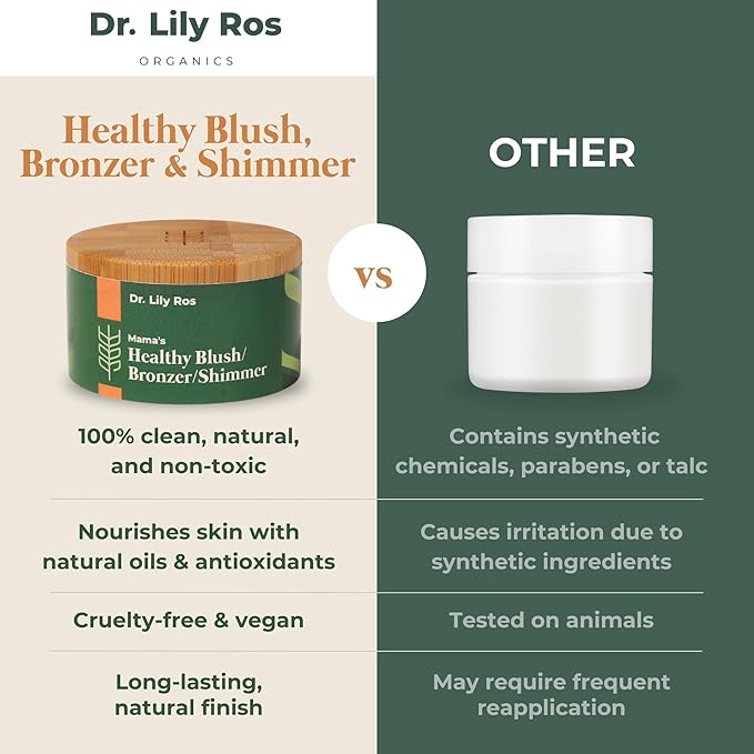 Dr. Lily Ros- All-Natural Blush, Bronzer & Shimmer – Plant Based No Harsh Chemicals, No Parabens or Synthetic Fragrances 100% Natural Formula Safe for Sensitive Skin (Evening Beige)