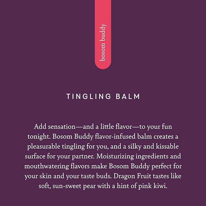 Pure Romance Bosom Buddy Tingling Flavored Lip & Nipple Balm, Dragon Fruit, 35 oz