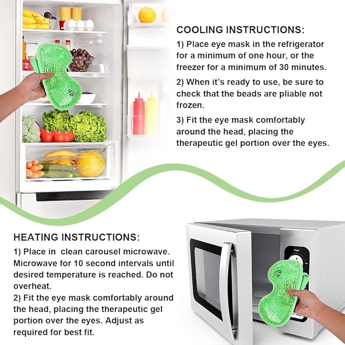 Cooling Eye Mask Gel Eye Mask Reusable Cold Eye Mask for Puffy Eyes, Eye Ice Pack Eye Mask with Soft Plush Backing for Dark Circles, Migraine, Stress Relief