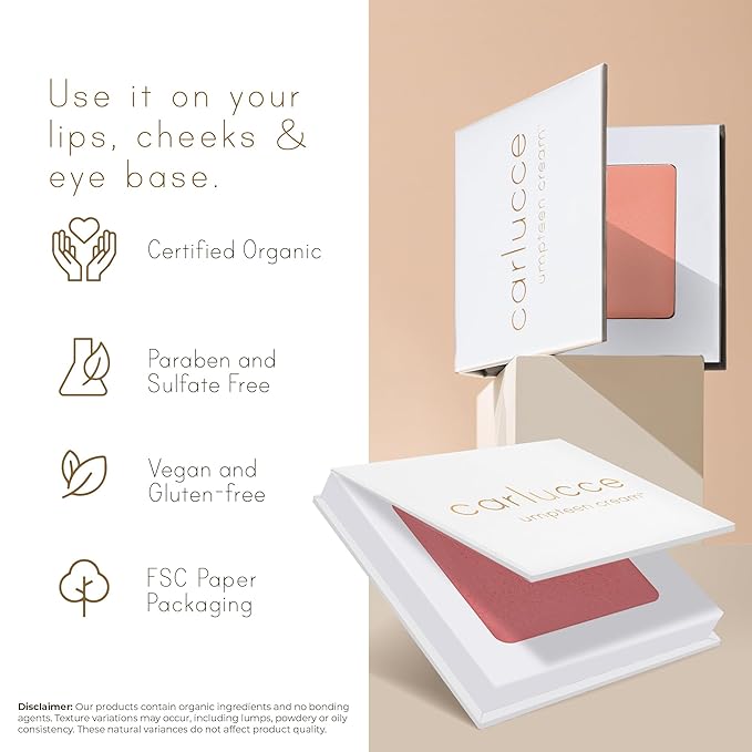 Carlucce Umpteen 3-in-1 Vegan Multi-Use Cream Color Palette - Innocent - Makeup & Skincare in One, High Pigment Formula for Lips, Cheeks & Eye Base