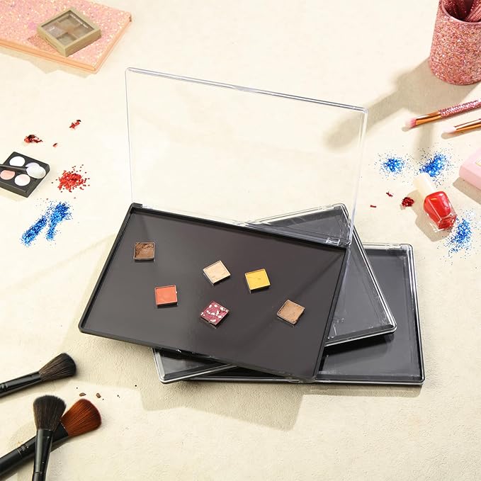 3 Pcs Large Empty Magnetic Eyeshadow Palette Cosmetics Pan with Clear Top DIY Eyeshadow Pan Cosmetics Dispensing Storage Box for DIY Eyeshadow Lipstick Pigment Blush 9.25 x 6.57 x 0.47 Inch