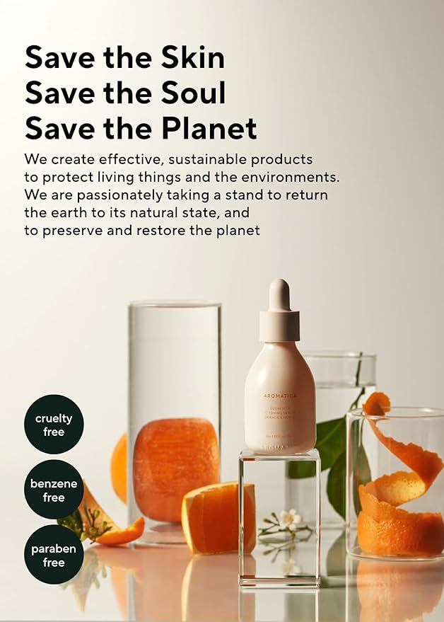 AROMATICA Glow Vita Trial Kit - Travel Size Skin Care Set [Vitamin C Serum 0.5 fl.oz, Facial Scrub 0.5 fl.oz, Goodnight Cream with Retinol 1oz] - Travel Kit for Women