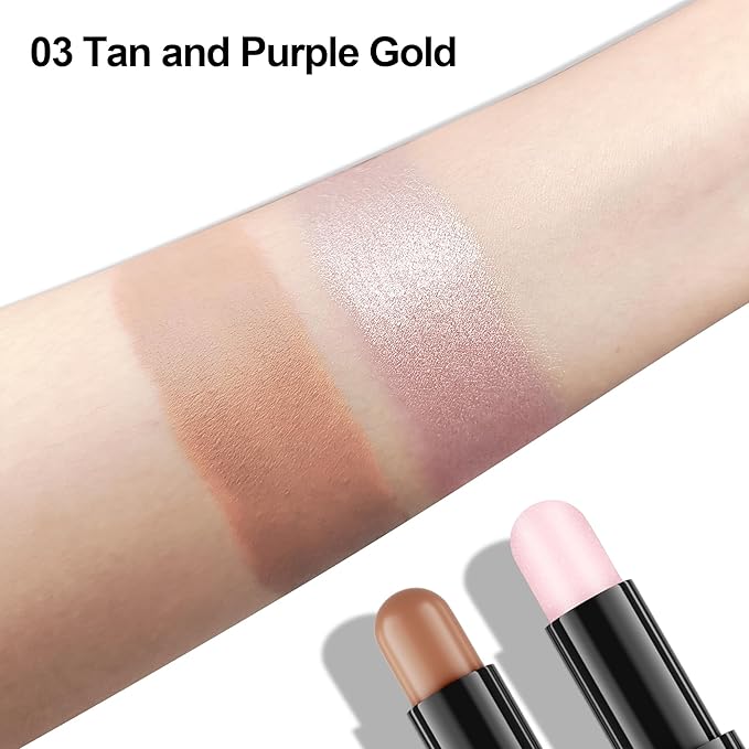 FV Cream Contour Stick, 2-in-1 Face Shaping Stick for Highlighting & Contouring, Bronzer Stick，Long Lasting & Waterproof，Non-Sticky Highlighter Makeup Pen for Medium/Tan Skin Tones, 0.26oz (7.5g)