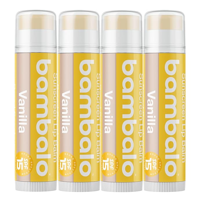4-Pack Vanilla SPF 15 Lip Balm - Organic Ingredients, Broad Spectrum UVA/UVB Protection - Hydrating & Moisturizing, USA Made