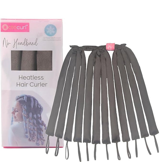 Octocurl Heatless Hair Curler - No Headband Octopus Curler - Overnight Curls for Short Hair (Satin - Black)