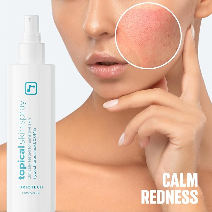 BRIOTECH Topical Skin Spray, Hypochlorous Acid for Sensitive Skin, HOCl Facial Mist, Full Body Support Against Irritation, Calm Redness, Soothe Foot & Scalp, 1 Gallon Refill (4 Pack)