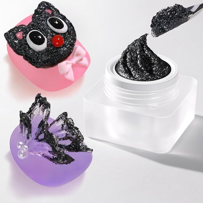 Double Rhythm 3D Nail Gel Solid Sculpting Gel for Nail Art Non-Sticky Hard Gel for Building Carving Molding Nail Extension Soak Off UV/LED Salon Home DIY 0.5 Oz (Gypsum Black)