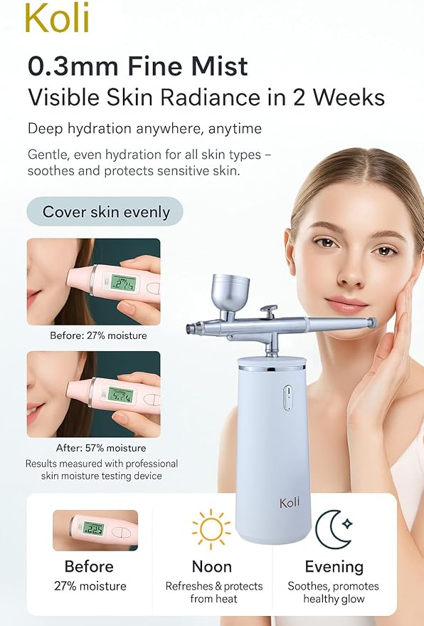 Facial Mist Spray Machine – 0.3mm Oxygen Micro Mist for Toner & Serum Infusion | High-Pressure Hydration & Skin Cooling Steamer for Home & Salon Use – Koli Z2