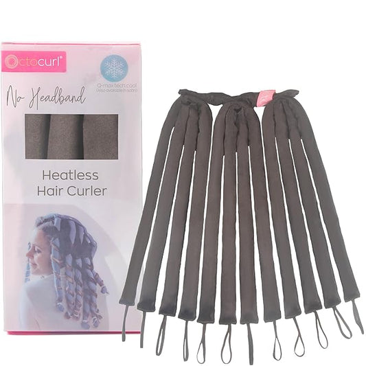 Octocurl Heatless Hair Curler - No Headband Octopus Curler - Overnight Curls for Medium Length Hair (Satin - Black)