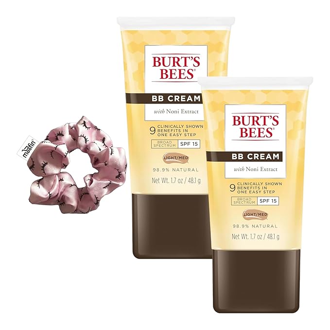 Bb Cream, 17 Oz - Wih Noni Extract LightMedium Shade Bb Cream Bundle Hair Scrunchie - Spf 15, 989 Natural, Smoothens Skin Pack Of 2