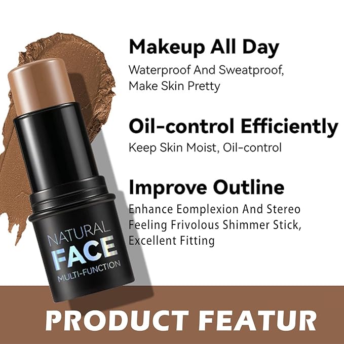 Highlighter Stick Cream Blush Stick Bronzer Contour Stick Makeup,3 PCS Cream Contour Kit with Contour Brush,Long Lasting & Professional Highlighters Makeup Stick for Beginner-Set B