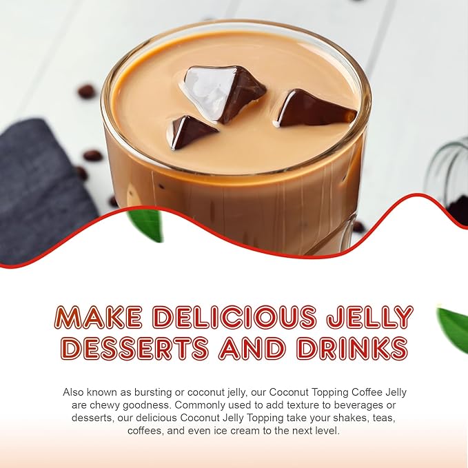Fanale Coconut Jelly Topping nata de coco for Boba Tea | Ice Cream | Yogurt | Smoothie | Milk Tea | Desserts (Coffee, 7.26 lb) JEL011