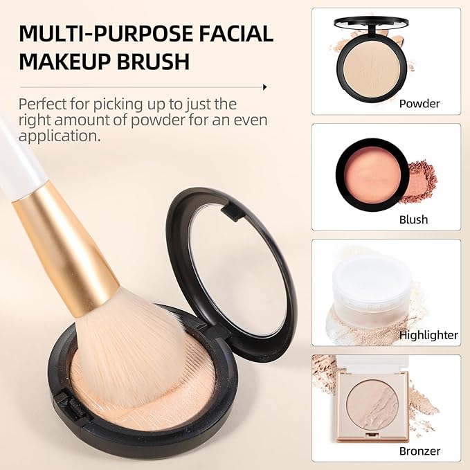 DUcare Powder Brush - Fluffy Large Makeup Brush With Soft Synthetic Bristles For Quick Makeup Setting and Blush for Flawless Application