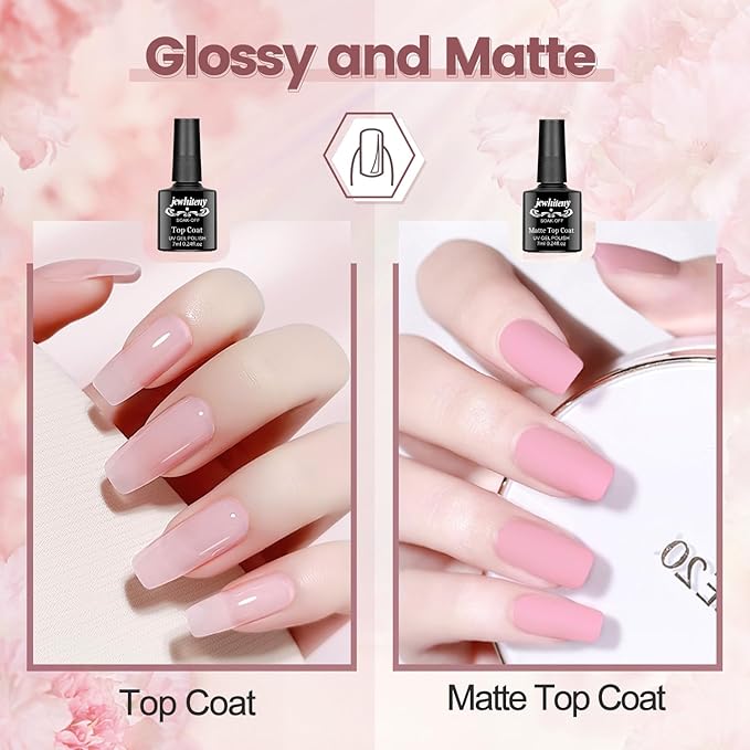 JEWHITENY 14 Colors Poly Extension Gel Nail Kit With U V Lamp Nude Pink White Brown All In One Poly Gel Starter Kit With Base Top Coat Manicure Salon Frence Nail Art DIY