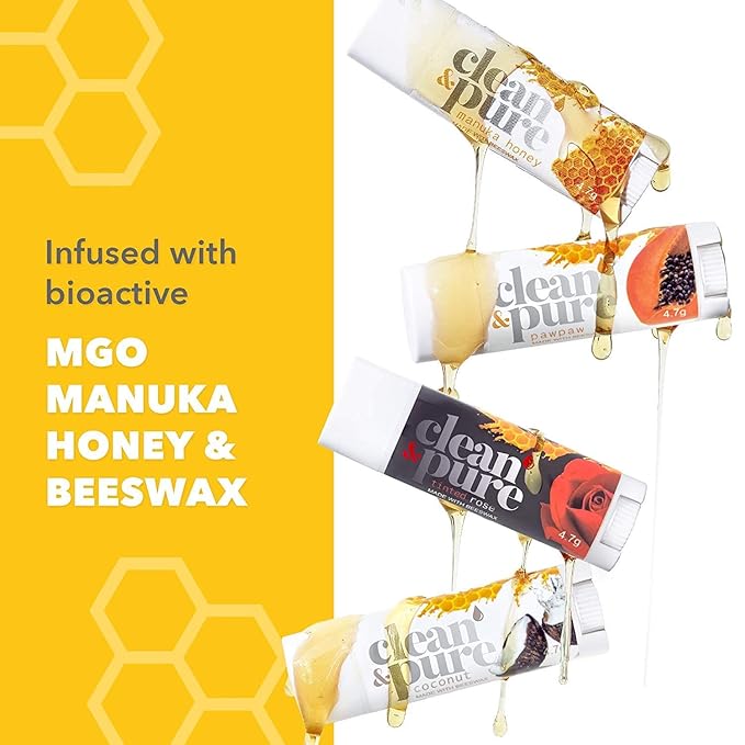Lip Balm 2-Pack (Vanilla) | Manuka Honey Beauty Products | Lip Care Set With 100% All Natural Beeswax and Vitamin E Oil | Flavored Lip Balm for Dry, Chapped Lips