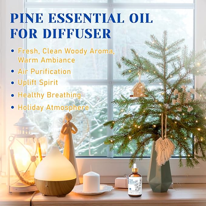 HIQILI 100ML Pine Essential Oil,100% Pure Natural Premium Quality, for Diffuser Skin Candle Making - 3.38 Fl Oz