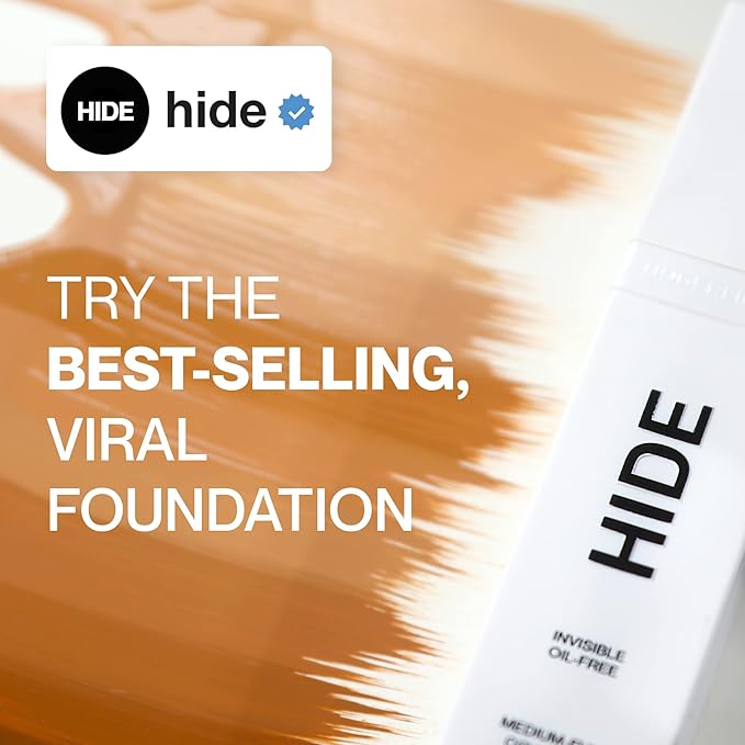 HIDE PREMIUM Liquid Foundation, SEE SHADE FINDER Below For Perfect Match, Multi-Use Waterproof Foundation, Medium/Full Coverage Foundation, Oil Free – We Have a Shade For All Skin Types, 1 fl. Oz. (Henna).