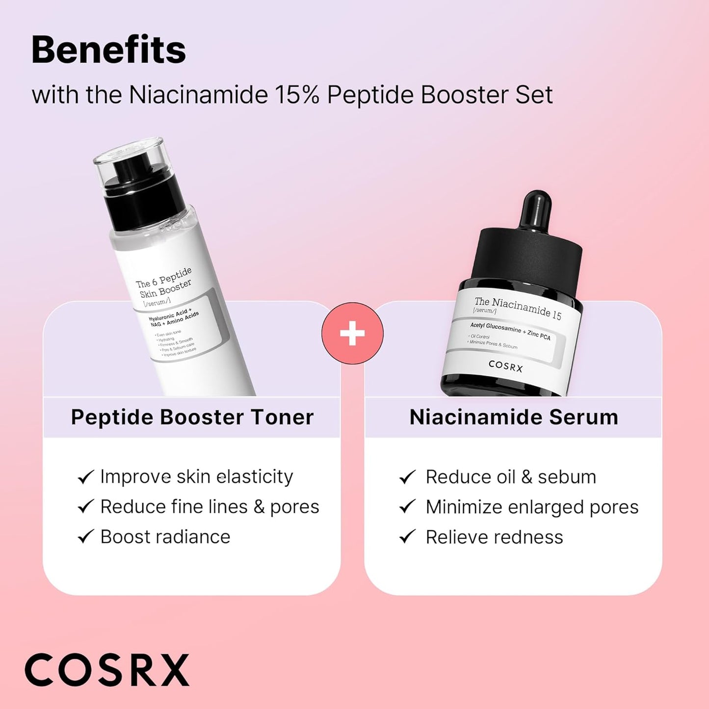 COSRX Niacinamide 15% Peptide Booster Set - Amazon Exclusive - Korean Skin Care Set, Gift Sets, Niacinamide Serum, Face Serum