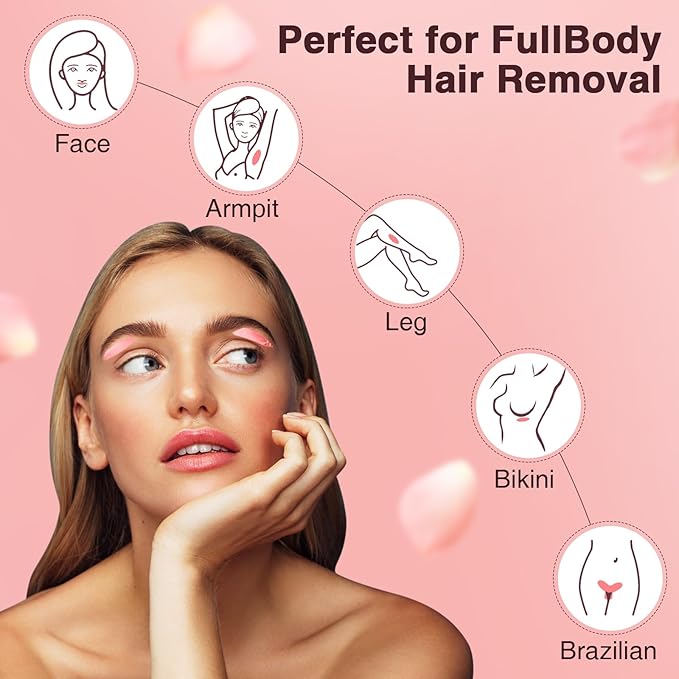 Hard Wax Beads for Hair Removal, Yovanpur Waxing Beane for Brazilian Waxing, Wax Beans for Sensitive Skin, Face Eyebrow Legs At Home Pearl Beads, 300g /bag with 10pcs Sticks(Pearl)