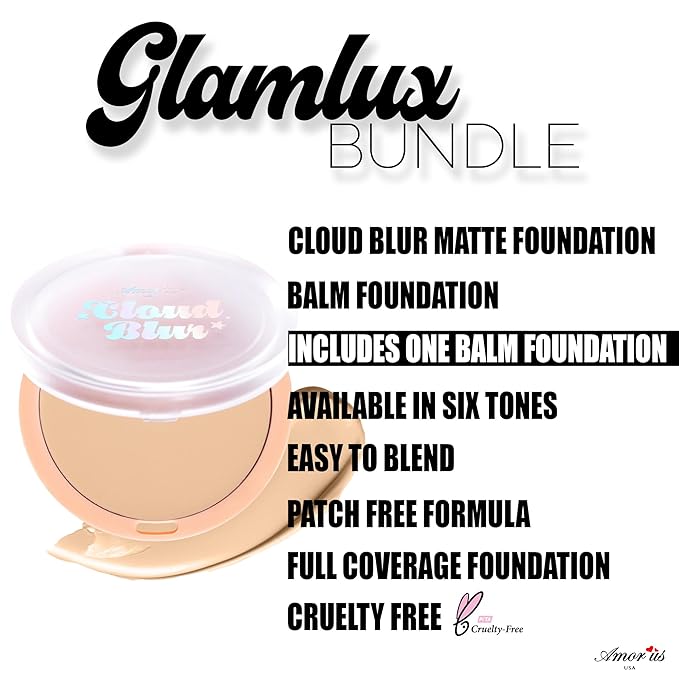 Beauty Amorus Cloud Blur Matte Balm Foundation, Full Coverage, Creamy Smooth Made in Korea, K-Beauty, Even Buildable Texture, Patch Free, Easy to Blend (Ivory, 0.3 oz)