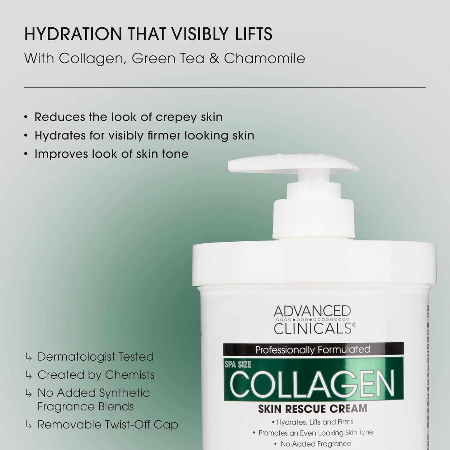 Advanced Clinicals Collagen Cream Body Lotion & Face Moisturizer W/Vitamin E | Skincare Collagen Lotion For Women, Men, Hand, & Neck Improves Look Of Crepe Skin & Uneven Dry Skin, 16Oz + Travel Size