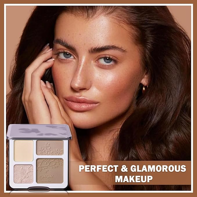 Contour Powder Highlighter Powder Contour Palette,2 In 1 Highlighter Contour Palette,Shimmer Powder Highlighter Matte Powder Contour Palette,Face Contorno Maquillaje-Warm Brown