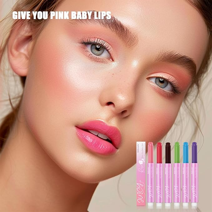 Juicy Lip Plump Shift, Click Melting Lip Balm Lasting Tint Hydrating & Nourishing Lip Care Moisturizer Glossy Color Changing Lip Gloss Non Sticky Lipstick Vegan Tinted Lip Balm (#1 Rose)