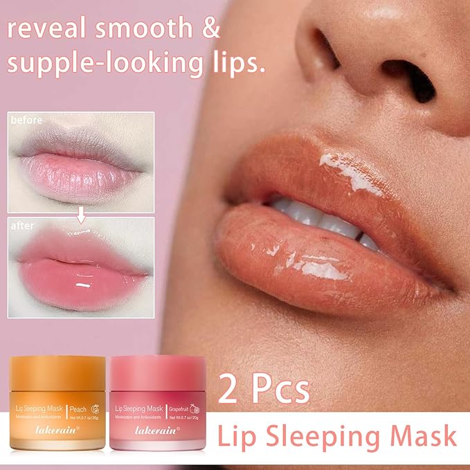 Lip Mask Overnight, Lip Sleeping Mask, lip Mask With Vitamin C, Antioxidants, Improves Dryness, Hydrating &Prevention Dry and Crack Lip Scrubs Exfoliator (peach&grapefruit)