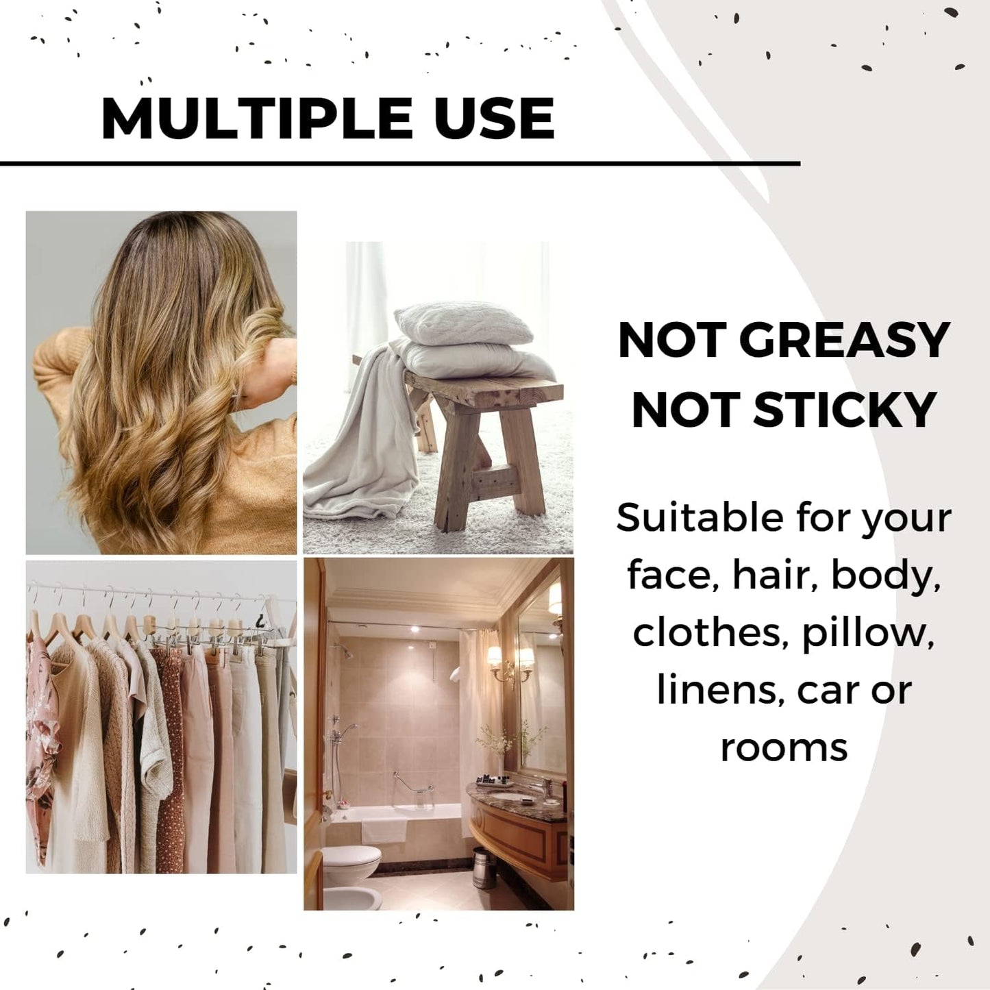 Benatu Jasmine Lemongrass Essential Oil Blend Spray for Body and Hair, Multi-Use Natural Scent Aromatherapy Room Mist for Pillow, Linen, Bedding, Fabric, Car 4 fl oz