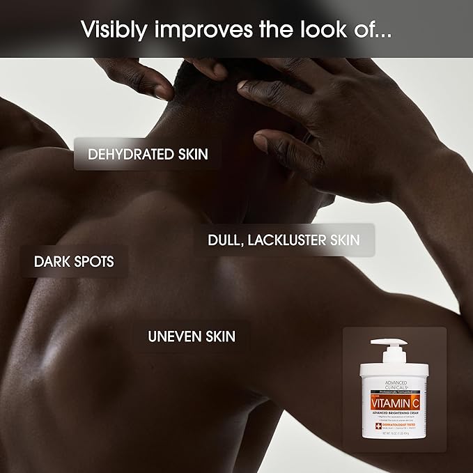 Advanced Clinicals Vitamin C Cream Visibly Brightening Body Lotion | Vitamin C Moisturizer Skin Care Body Cream For Women & Men Visibly Improves Look Of Dark Spots & Uneven Skin Tone, W/Travel Size