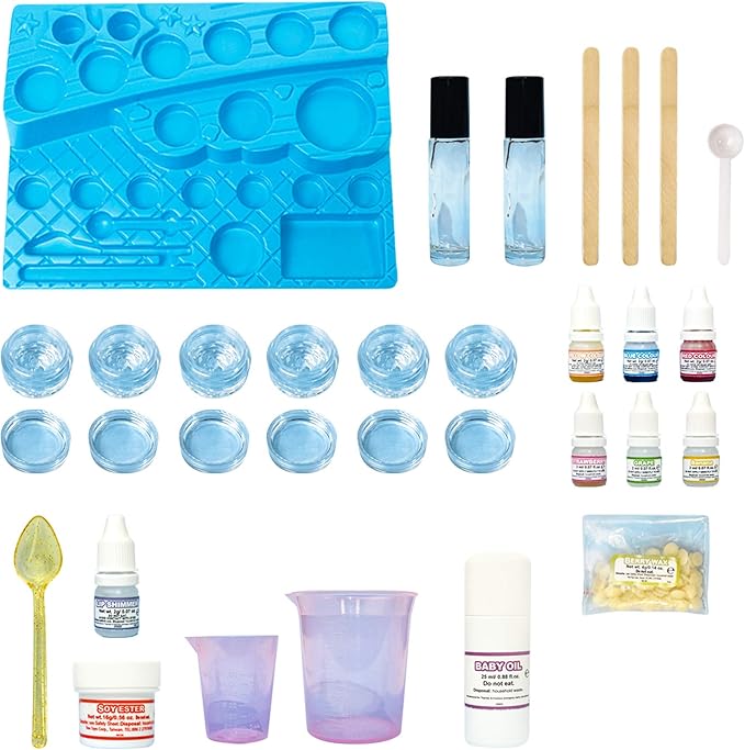 Thames & Kosmos Yummy Rainbow Lip Balm Lab STEM Kit | Make Lip Balms, Glosses | Strawberry, Grape, Banana Flavors & Cosmetic Jars | Chemistry & Biology of Skin Care | 2-Language (EN/FR)