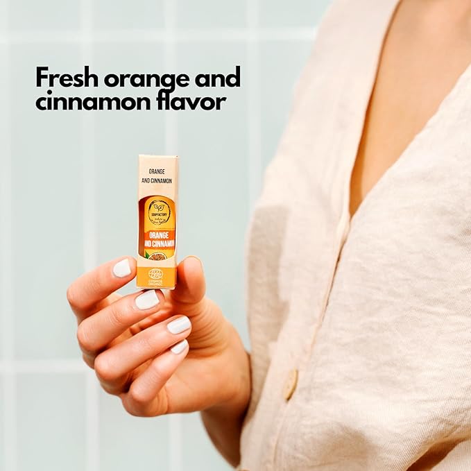 SoapFactory Natural Lip Balm for Dry cracked Lips with Orange and Cinnamon, Vegan, Organic Certified, Lip Care with Carnauba Wax for Women and Men, 0.17 ounce (Pack of 5)